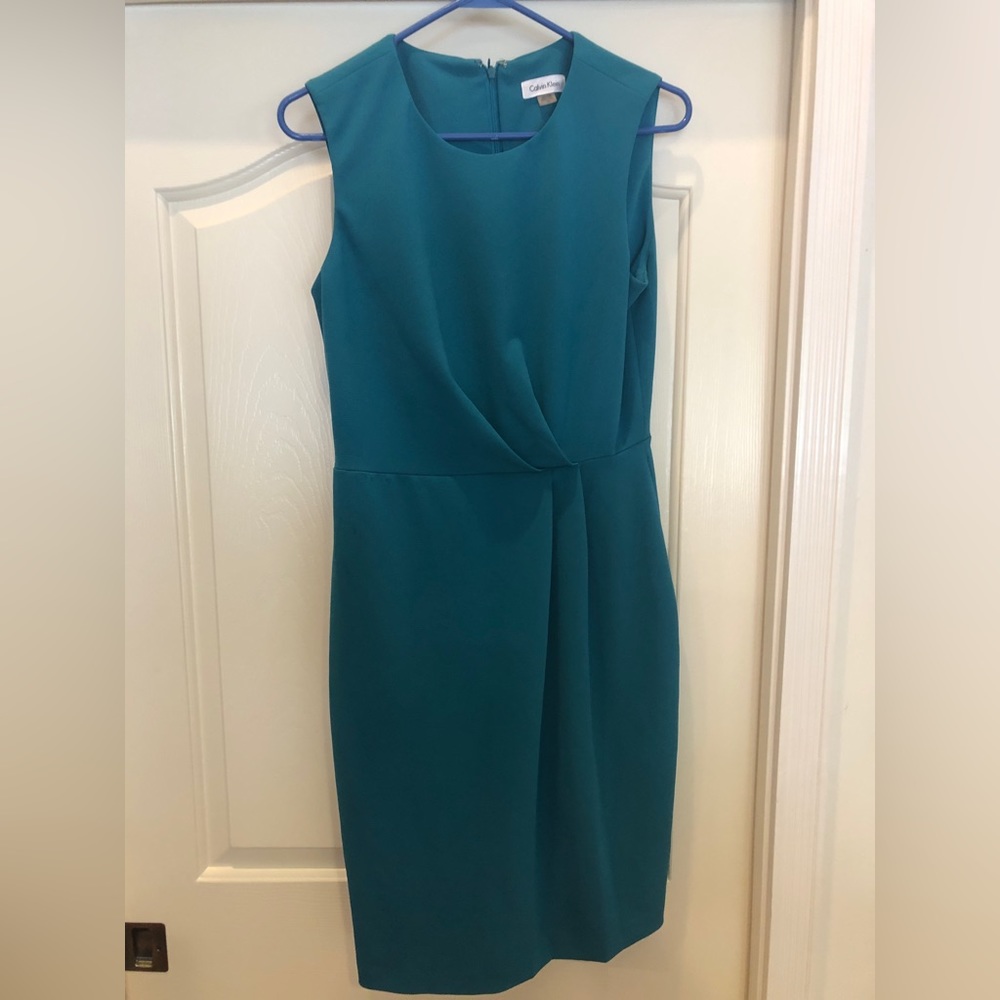 Calvin Klein teal dress, hits above the knee. Size 10, great condition.